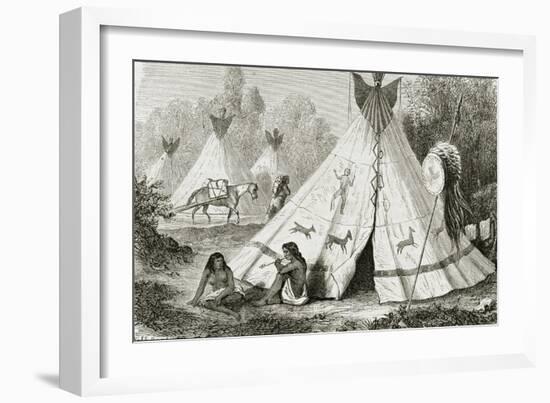 Comanche Indian Camp in the 1850s, from 'Le Tour Du Monde', Published in Paris, 1860s-null-Framed Giclee Print
