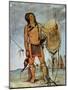 Comanche Warrior with a Shield, Lance and Bow and Arrows, c.1835-George Catlin-Mounted Giclee Print