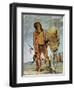 Comanche Warrior with a Shield, Lance and Bow and Arrows, c.1835-George Catlin-Framed Giclee Print