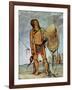 Comanche Warrior with a Shield, Lance and Bow and Arrows, c.1835-George Catlin-Framed Giclee Print