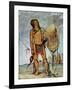 Comanche Warrior with a Shield, Lance and Bow and Arrows, c.1835-George Catlin-Framed Giclee Print