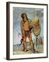 Comanche Warrior with a Shield, Lance and Bow and Arrows, c.1835-George Catlin-Framed Giclee Print