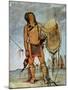 Comanche Warrior with a Shield, Lance and Bow and Arrows, c.1835-George Catlin-Mounted Giclee Print