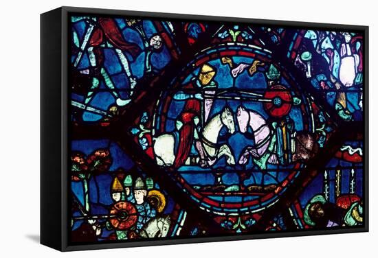 Combat Between Roland and King Marsile, Stained Glass, Chartres Cathedral, France, 1194-1260-null-Framed Stretched Canvas