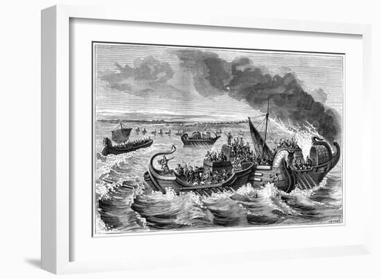 Combat Between Roman and Veneti Vessels, Loire River, 56 BC (1882-188)-Dietrich-Framed Giclee Print