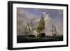 Combat Between the French Frigate "La Canonniere" and the English Vessel "The Tremendous"-Pierre Julien Gilbert-Framed Giclee Print