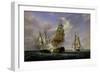 Combat Between the French Frigate "La Canonniere" and the English Vessel "The Tremendous"-Pierre Julien Gilbert-Framed Giclee Print