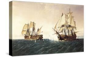 Combat Between the Spanish Ship 'Catalan' and the British Ship 'Mary' in 1819, 1888-Rafael Monleon Y Torres-Stretched Canvas