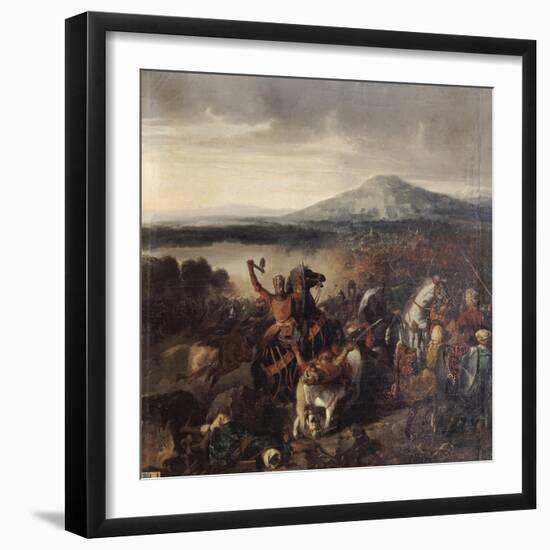 Combat de Ceramo en Sicile, 1061, victoire de Roger Ier de Sicile sur 35.000 Sarrasins-Prosper Lafaye-Framed Giclee Print