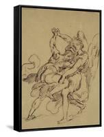 Combat de Jacob avec l'ange-Eugene Delacroix-Framed Stretched Canvas