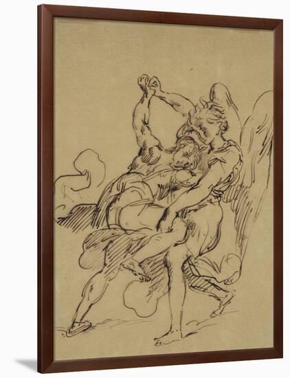 Combat de Jacob avec l'ange-Eugene Delacroix-Framed Giclee Print