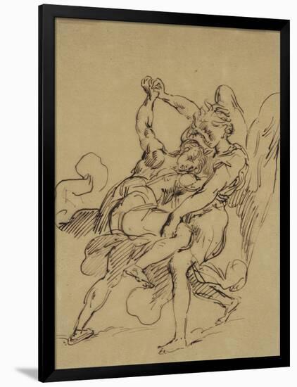 Combat de Jacob avec l'ange-Eugene Delacroix-Framed Giclee Print