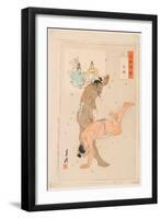 Combat De Lutteurs De Sumo. Estampe De Ogata Gekko (1859-1920), 1899 - Sumo Wrestlers in Action, By-Ogata Gekko-Framed Giclee Print