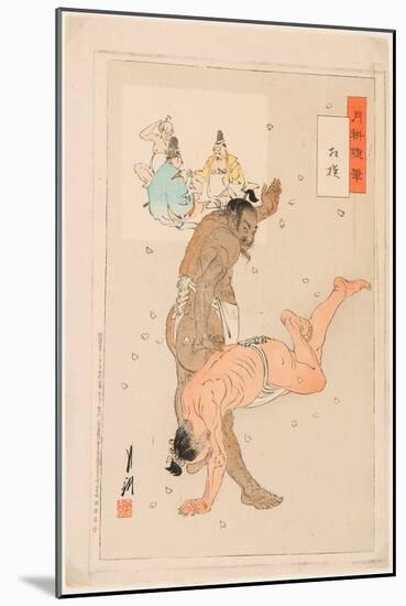 Combat De Lutteurs De Sumo. Estampe De Ogata Gekko (1859-1920), 1899 - Sumo Wrestlers in Action, By-Ogata Gekko-Mounted Giclee Print