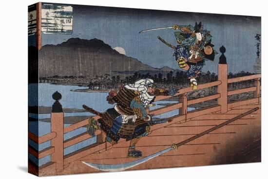 Combat de samouraï-Ando Hiroshige-Stretched Canvas