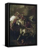 Combat du Giaour et du Pacha.-Eugene Delacroix-Framed Stretched Canvas