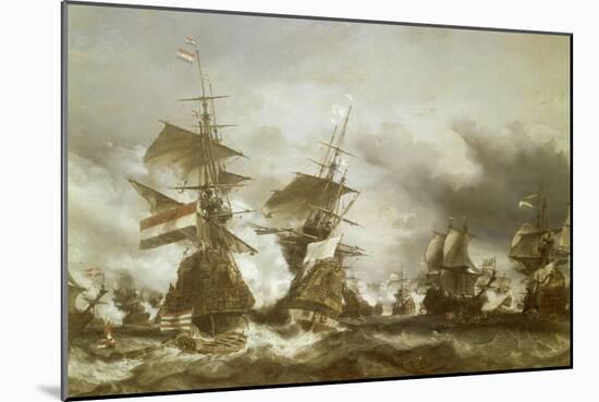 Combat du Texel le 29 juin 1694, victoire de Jean Bart sur l'escadre hollandaise de l'amiral de-Eugène Isabey-Mounted Giclee Print