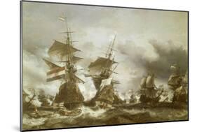 Combat du Texel le 29 juin 1694, victoire de Jean Bart sur l'escadre hollandaise de l'amiral de-Eugène Isabey-Mounted Giclee Print