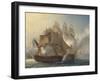 Combat du vaisseaux français le Romulus contre trois vaisseaux anglais à l'entrée de la rade de-Pierre Julien Gilbert-Framed Giclee Print