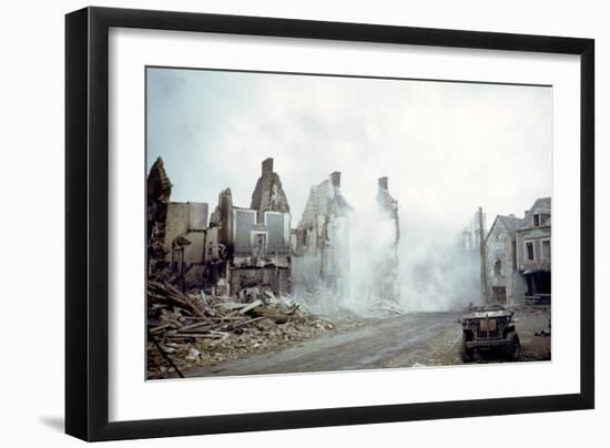 Combat Engineers Dynamite Dangerous Buildings Ruined in St. Lo, Normandy, France, 1944-Frank Scherschel-Framed Photographic Print