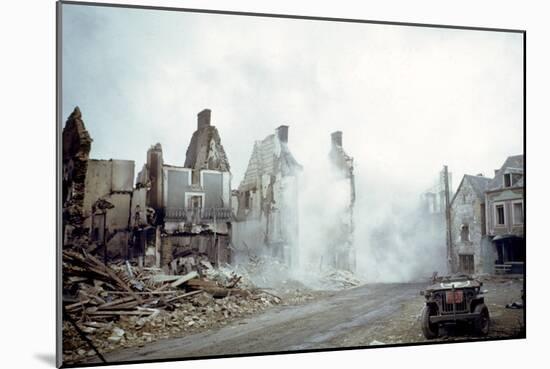 Combat Engineers Dynamite Dangerous Buildings Ruined in St. Lo, Normandy, France, 1944-Frank Scherschel-Mounted Photographic Print