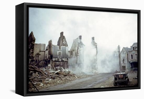 Combat Engineers Dynamite Dangerous Buildings Ruined in St. Lo, Normandy, France, 1944-Frank Scherschel-Framed Stretched Canvas