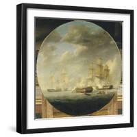 Combat naval entre la frégate française "la Pomone" commandée par le capita-Pierre Julien Gilbert-Framed Giclee Print