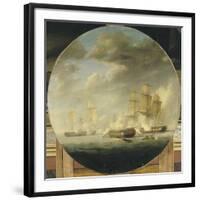 Combat naval entre la frégate française "la Pomone" commandée par le capita-Pierre Julien Gilbert-Framed Giclee Print