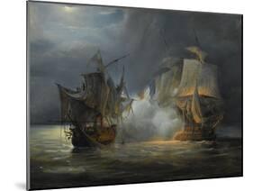 Combat naval entre la frégate "la Vénus" commandée par le capitaine Hamelin contre la frégate-Pierre Julien Gilbert-Mounted Giclee Print