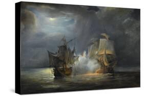 Combat naval entre la frégate "la Vénus" commandée par le capitaine Hamelin contre la frégate-Pierre Julien Gilbert-Stretched Canvas