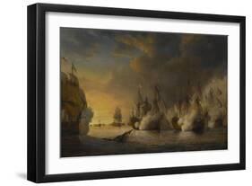 Combat naval entre le vaisseau français "l'Intrépide" commandé par le comte de Vaudreuil,-Pierre Julien Gilbert-Framed Giclee Print