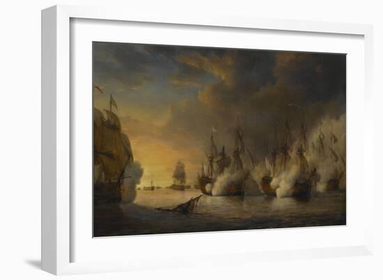 Combat naval entre le vaisseau français "l'Intrépide" commandé par le comte de Vaudreuil,-Pierre Julien Gilbert-Framed Giclee Print