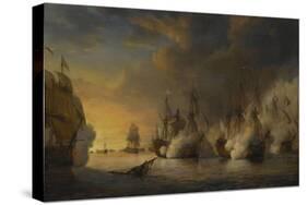 Combat naval entre le vaisseau français "l'Intrépide" commandé par le comte de Vaudreuil,-Pierre Julien Gilbert-Stretched Canvas