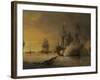 Combat naval entre le vaisseau français "l'Intrépide" commandé par le comte de Vaudreuil,-Pierre Julien Gilbert-Framed Giclee Print