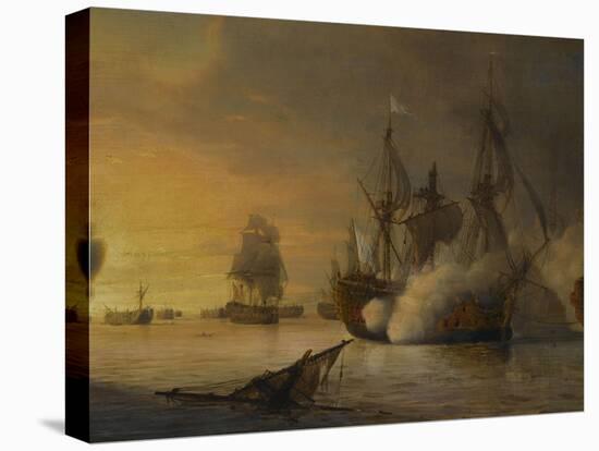 Combat naval entre le vaisseau français "l'Intrépide" commandé par le comte de Vaudreuil,-Pierre Julien Gilbert-Stretched Canvas