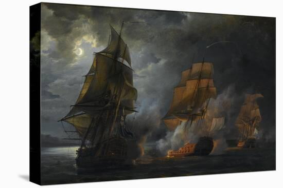 Combat naval entre le vaisseau français "le Triton" commandé par le comte de Ligondès et le-Pierre Julien Gilbert-Stretched Canvas