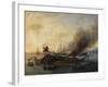 Combat naval entre une division française et anglaise en vue de l'île de la-Pierre Julien Gilbert-Framed Giclee Print