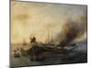 Combat naval entre une division française et anglaise en vue de l'île de la-Pierre Julien Gilbert-Mounted Giclee Print