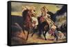 Combat of the Giaour and the Pasha-Eugene Delacroix-Framed Stretched Canvas