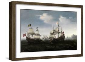 Combate Naval Frente a Una Costa Rocosa, 1626-1627-Hendrick Cornelisz Vroom-Framed Giclee Print
