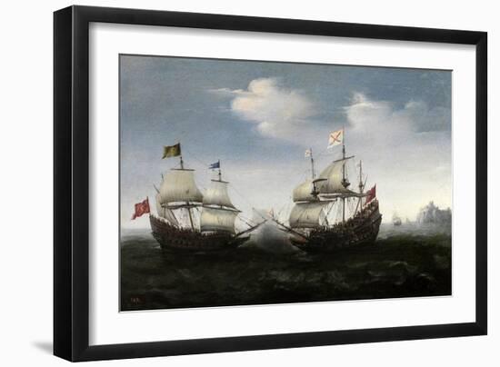 Combate Naval Frente a Una Costa Rocosa, 1626-1627-Hendrick Cornelisz Vroom-Framed Giclee Print