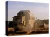 Combine Harvester Baling Hay, Seen from the Cotswolds Way Footpath, the Coltswolds, England-David Hughes-Stretched Canvas