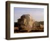 Combine Harvester Baling Hay, Seen from the Cotswolds Way Footpath, the Coltswolds, England-David Hughes-Framed Photographic Print