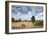 Combine Harvester Harvesting Oats (Avena Sativa), Haregill Lodge Farm, Ellingstring,Yorkshire, UK-Paul Harris-Framed Photographic Print