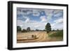 Combine Harvester Harvesting Oats (Avena Sativa), Haregill Lodge Farm, Ellingstring,Yorkshire, UK-Paul Harris-Framed Photographic Print