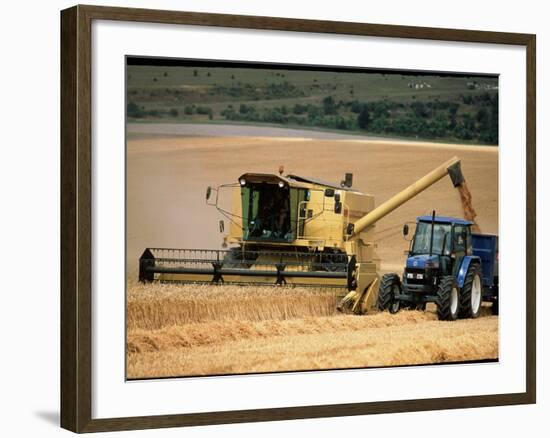 Combine Harvester Off-loading Grain-Jeremy Walker-Framed Photographic Print