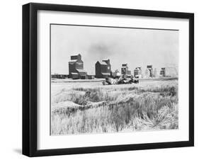 Combine Harvesters at Work in Canada-null-Framed Premium Photographic Print