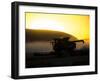 Combine harvesting at sunset-Terry Eggers-Framed Photographic Print