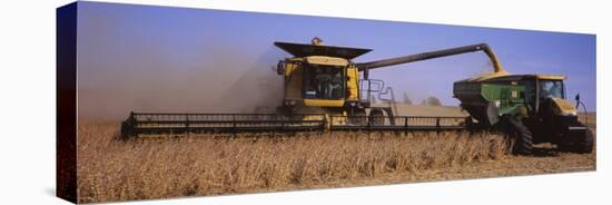 Combine Harvesting Soybeans in a Field, Minnesota, USA-null-Stretched Canvas