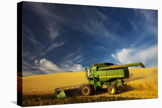 Combine Harvesting Wheat, Palouse Country, Washington, USA-Terry Eggers-Stretched Canvas